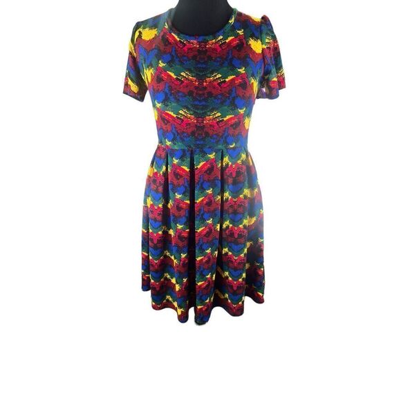 Lularoe Large Amelia watercolor artist artsy teacher paint splatter dress - Picture 1 of 6
